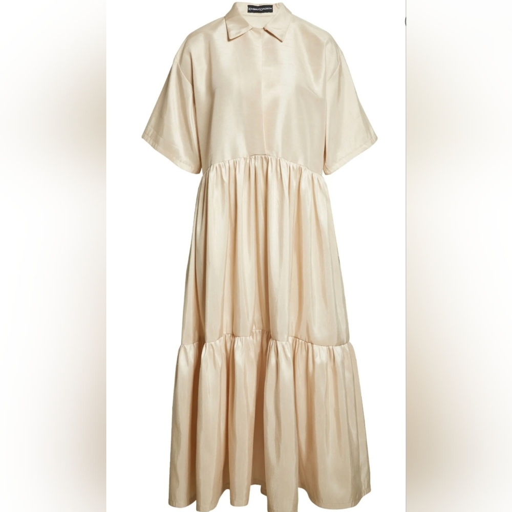 Kimberly Goldson DONNI CHAMPAGNE MIDI DRESS Size S - Picture 4 of 8